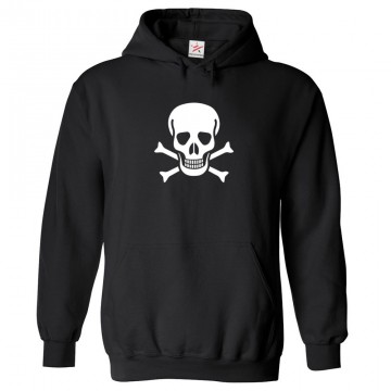 Skull and Crossbones Scary Classic Unisex Kids and Adults Pullover Hoodie for Halloween									 									 									